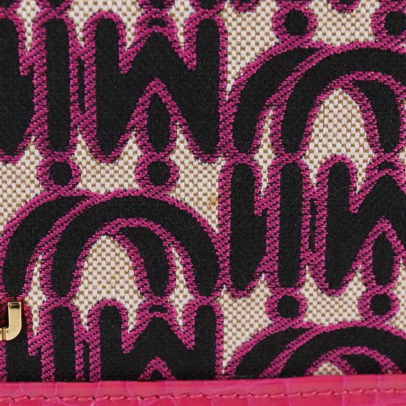 Miu Miu Chain Shoulder Bag Canvas Leather 2way Pink Gold Auth 120964AM