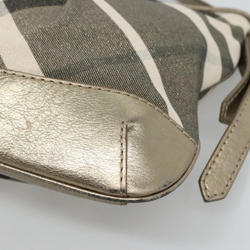 BURBERRY Nova Check Shoulder Bag Canvas Gold Auth 120972