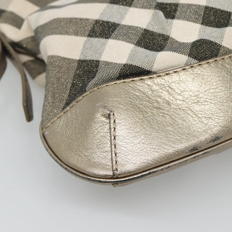 BURBERRY Nova Check Shoulder Bag Canvas Gold Auth 120972