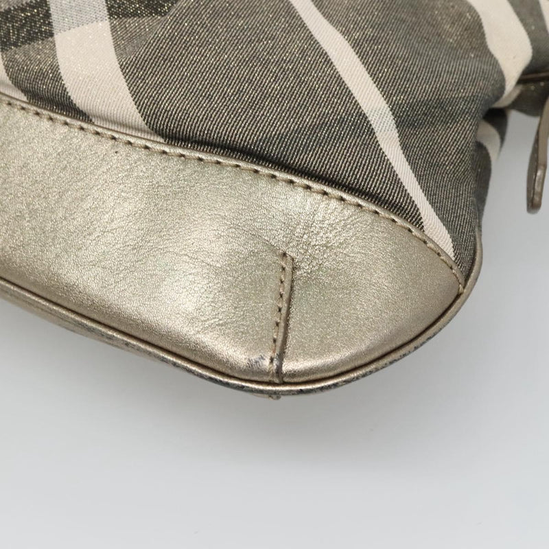 BURBERRY Nova Check Shoulder Bag Canvas Gold Auth 120972