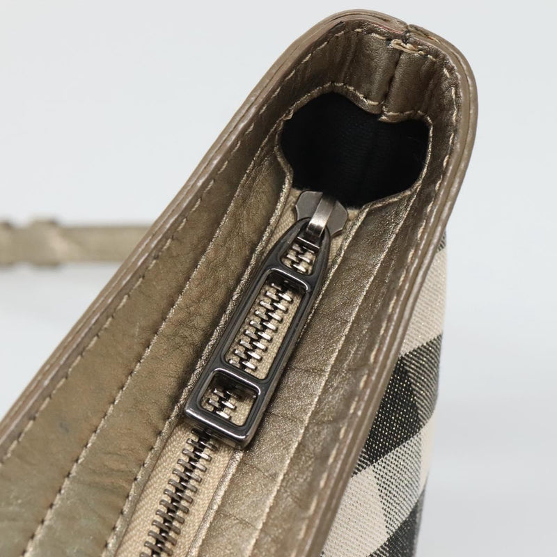 BURBERRY Nova Check Shoulder Bag Canvas Gold Auth 120972