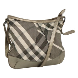 BURBERRY Nova Check Shoulder Bag Canvas Gold Auth 120972