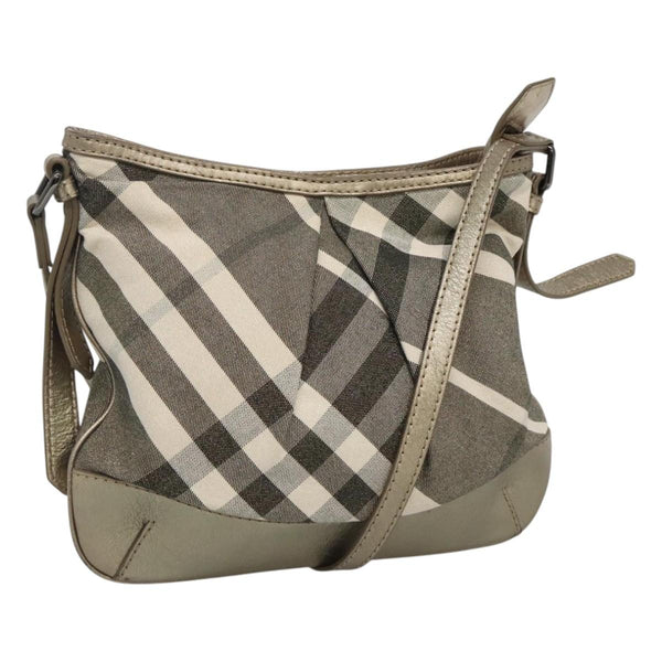 BURBERRY Nova Check Shoulder Bag Canvas Gold Auth 120972
