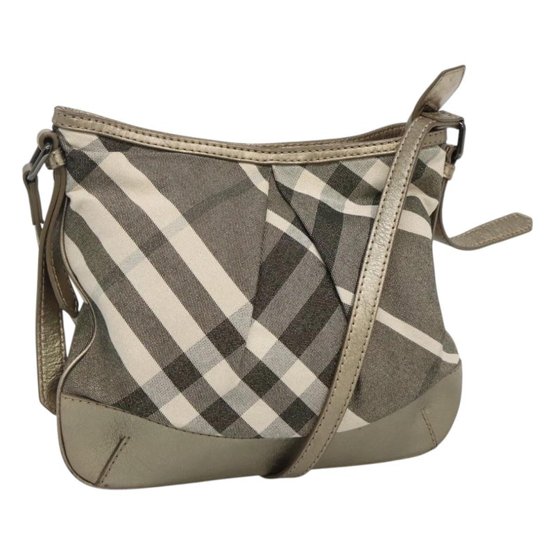 BURBERRY Nova Check Shoulder Bag Canvas Gold Auth 120972