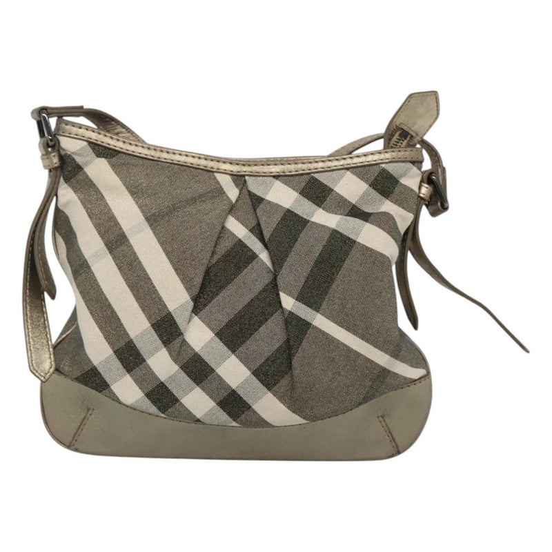 BURBERRY Nova Check Shoulder Bag Canvas Gold Auth 120972