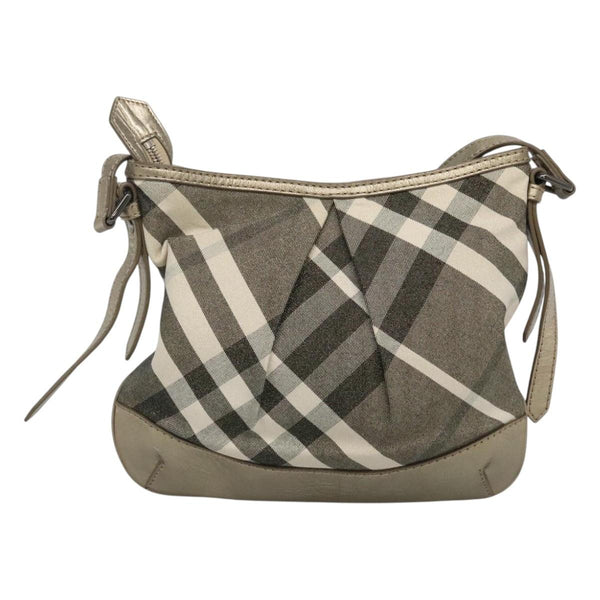 BURBERRY Nova Check Shoulder Bag Canvas Gold Auth 120972