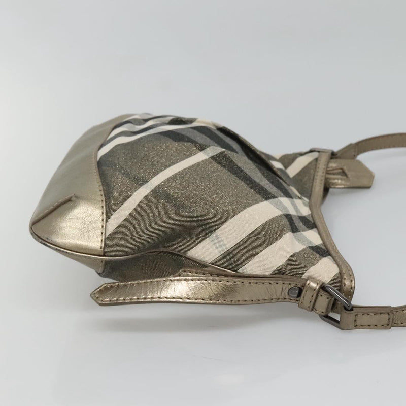 BURBERRY Nova Check Shoulder Bag Canvas Gold Auth 120972