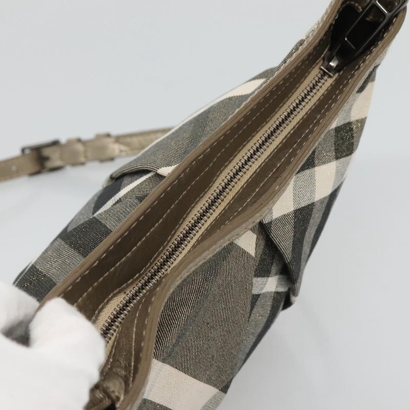 BURBERRY Nova Check Shoulder Bag Canvas Gold Auth 120972