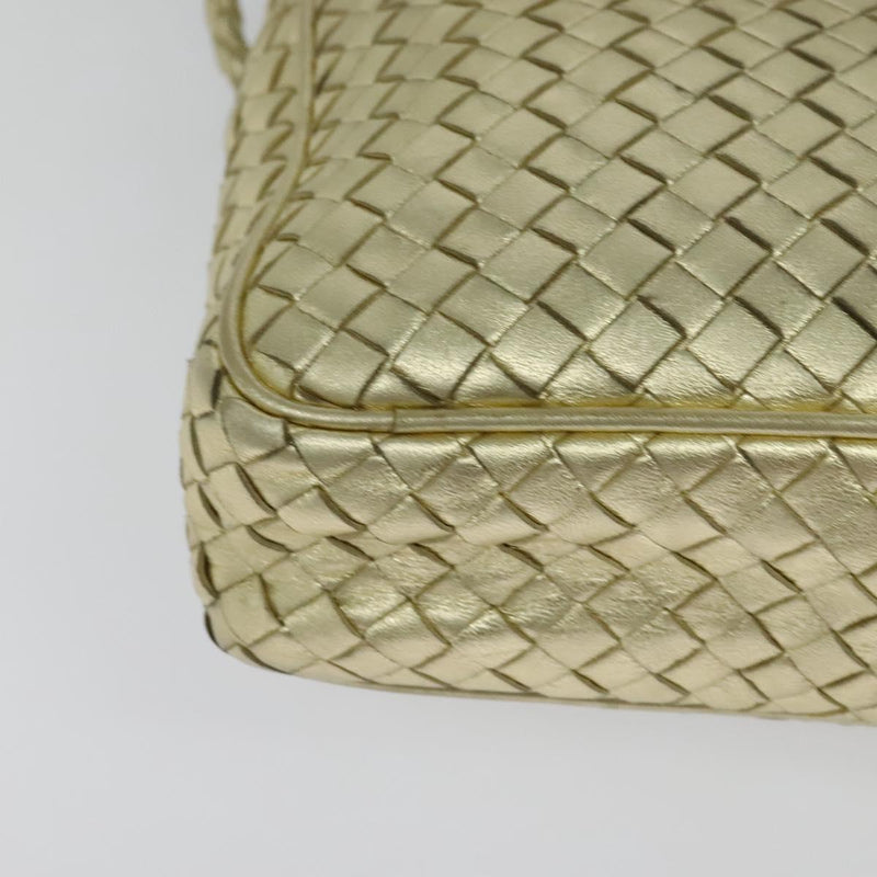BOTTEGA VENETA INTRECCIATO Shoulder Bag Leather Gold Tone Auth 121413