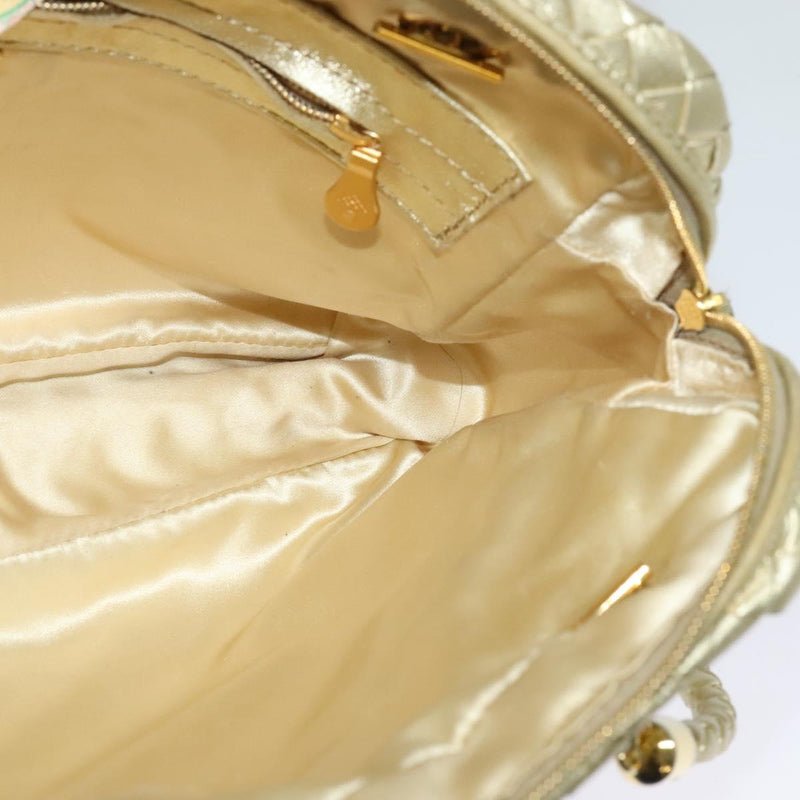 BOTTEGA VENETA INTRECCIATO Shoulder Bag Leather Gold Tone Auth 121413