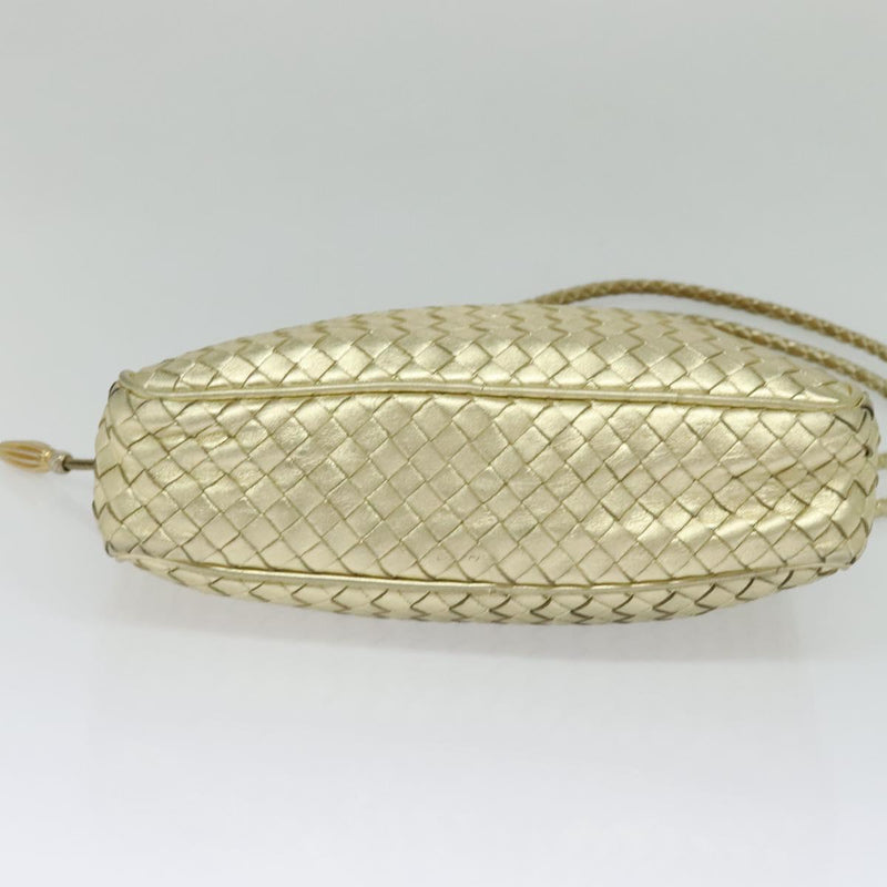 BOTTEGA VENETA INTRECCIATO Shoulder Bag Leather Gold Tone Auth 121413