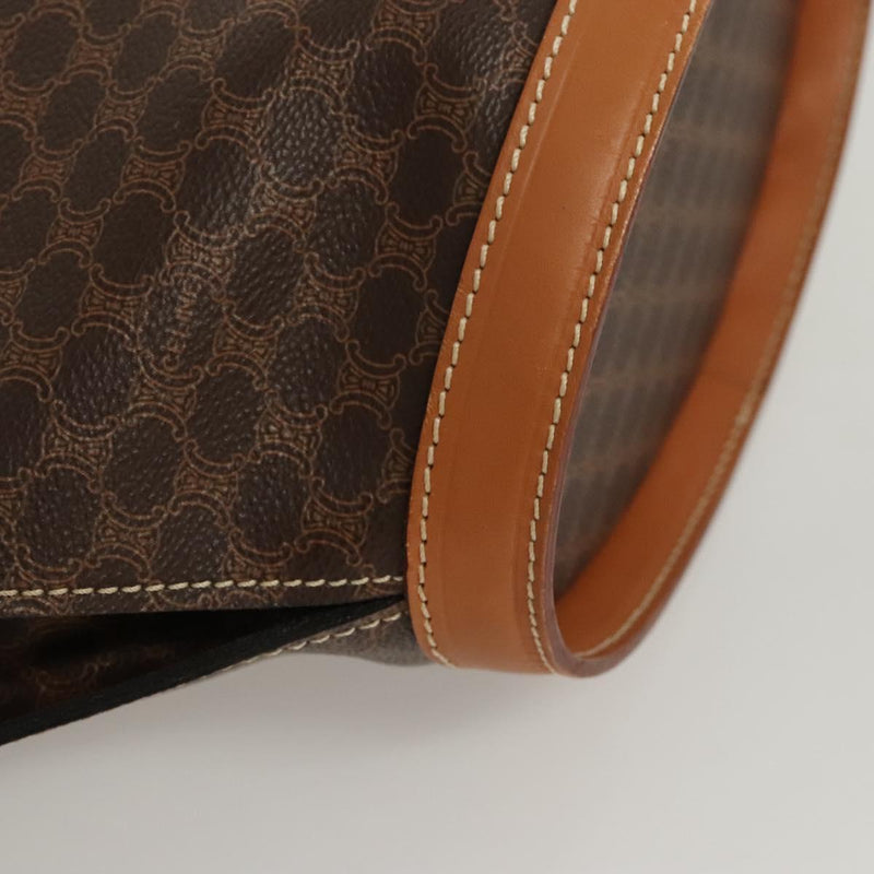 CELINE Macadam Canvas Shoulder Bag PVC Leather Brown Gold Auth 121423