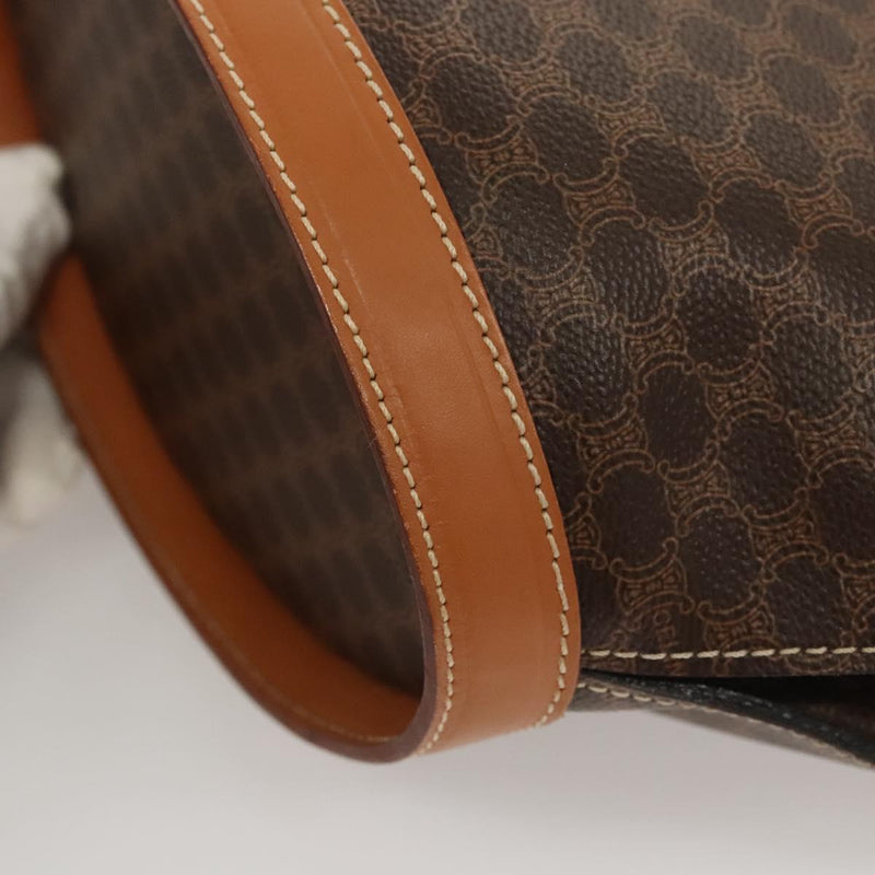 CELINE Macadam Canvas Shoulder Bag PVC Leather Brown Gold Auth 121423