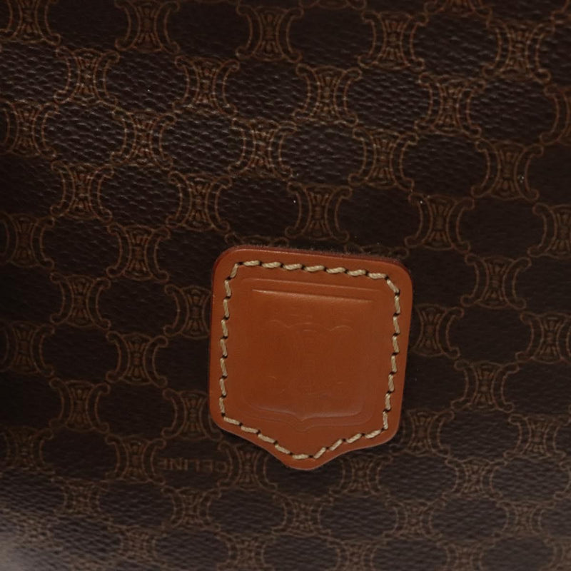 CELINE Macadam Canvas Shoulder Bag PVC Leather Brown Gold Auth 121423