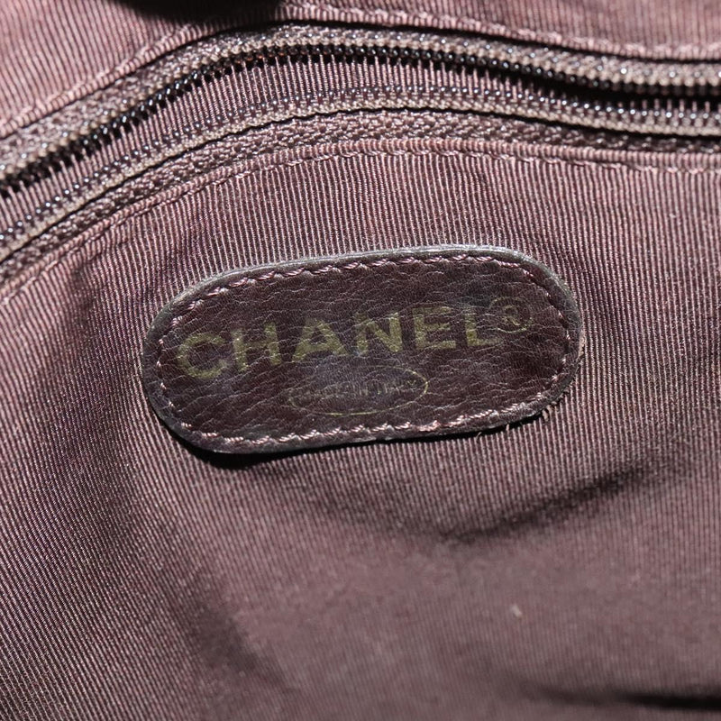 CHANEL Shoulder Bag Suede Brown Gold CC Auth 121425