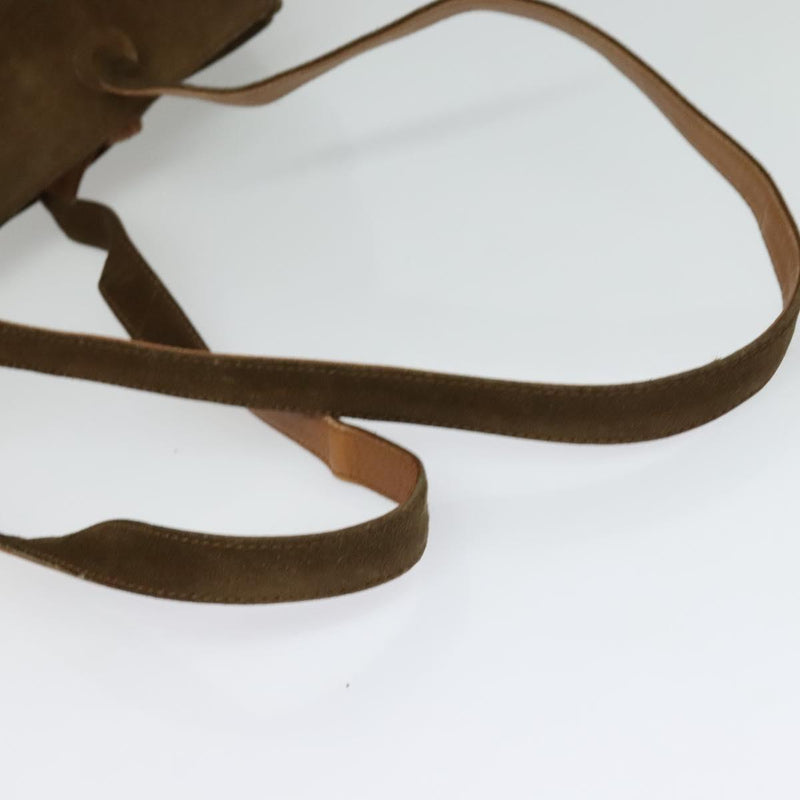 CHANEL Shoulder Bag Suede Brown Gold CC Auth 121425