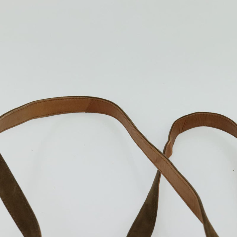 CHANEL Shoulder Bag Suede Brown Gold CC Auth 121425