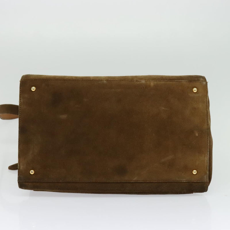 CHANEL Shoulder Bag Suede Brown Gold CC Auth 121425