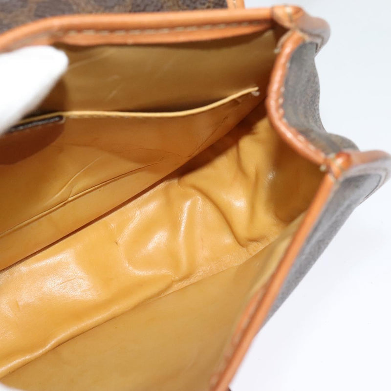 CELINE Macadam Canvas Shoulder Bag PVC Leather Brown Gold Auth 121435