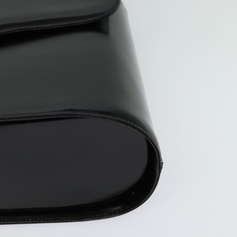SAINT LAURENT Hand Bag Leather Black Gold Auth 121451