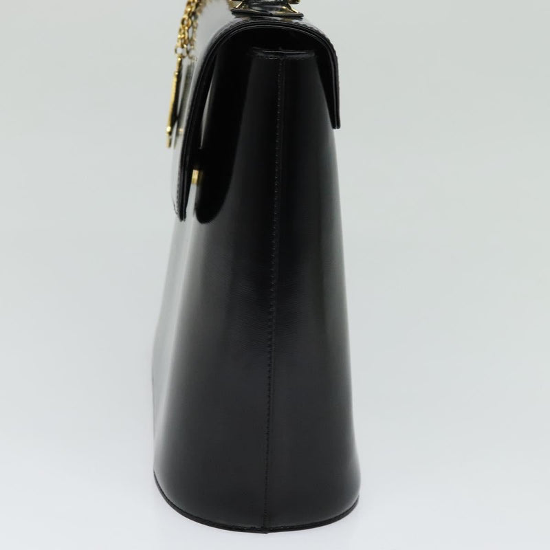 SAINT LAURENT Hand Bag Leather Black Gold Auth 121451