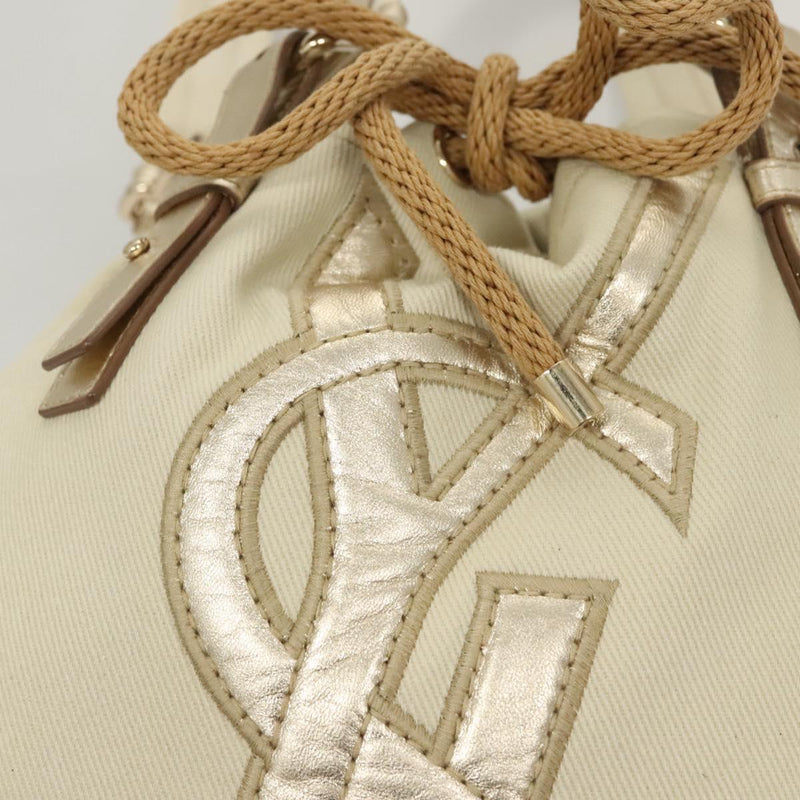 SAINT LAURENT Tote Bag Canvas Beige 123435 Auth 121452