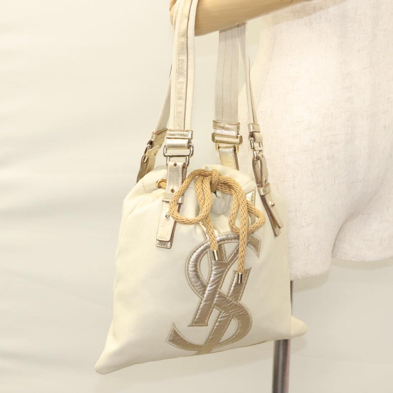 SAINT LAURENT Tote Bag Canvas Beige 123435 Auth 121452