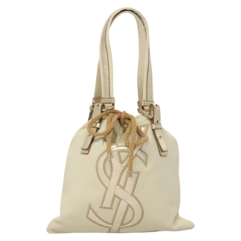 SAINT LAURENT Tote Bag Canvas Beige 123435 Auth 121452