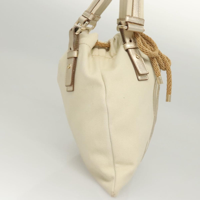 SAINT LAURENT Tote Bag Canvas Beige 123435 Auth 121452