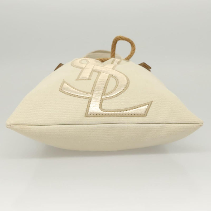 SAINT LAURENT Tote Bag Canvas Beige 123435 Auth 121452