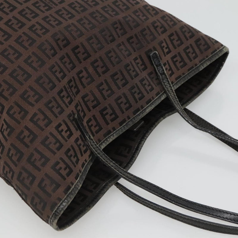 FENDI Zucchino Canvas Tote Bag Brown Auth 121457