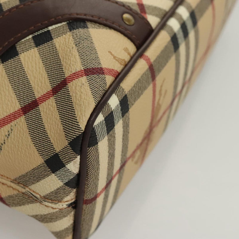 BURBERRY Nova Check Hand Bag PVC Beige Auth 121465