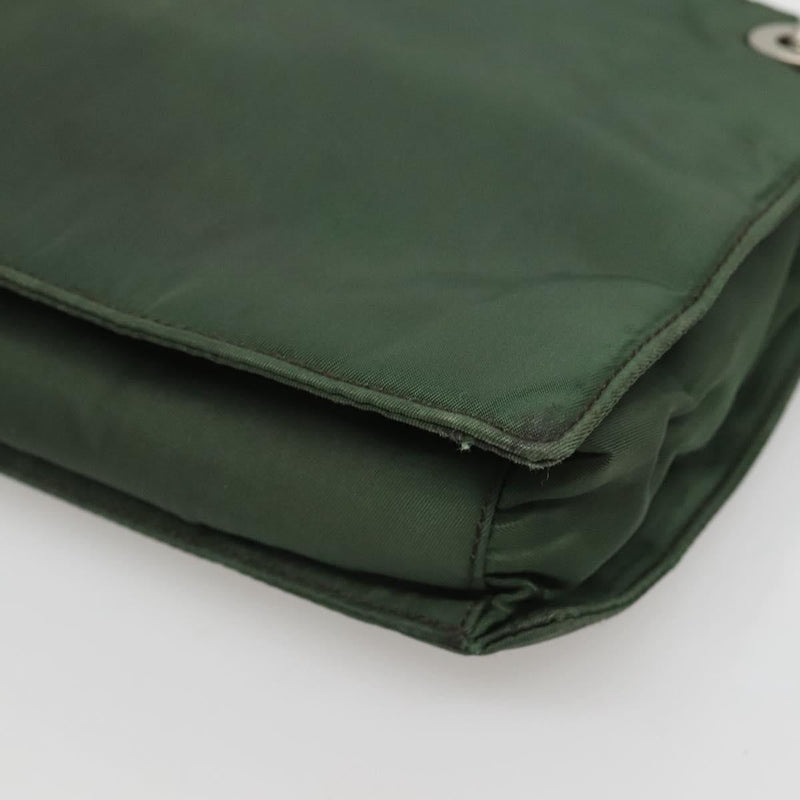 PRADA Shoulder Bag Nylon Green Silver Auth 121474