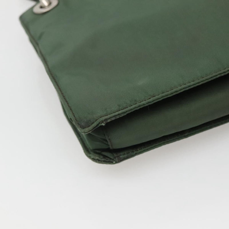 PRADA Shoulder Bag Nylon Green Silver Auth 121474