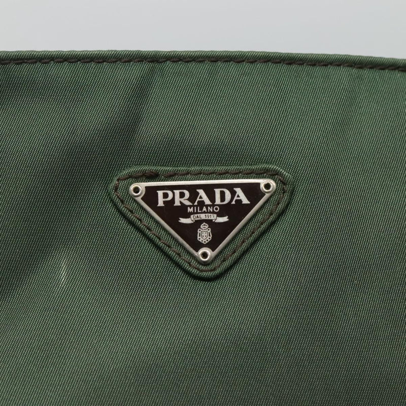 PRADA Shoulder Bag Nylon Green Silver Auth 121474