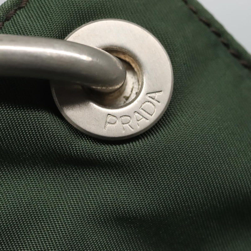 PRADA Shoulder Bag Nylon Green Silver Auth 121474
