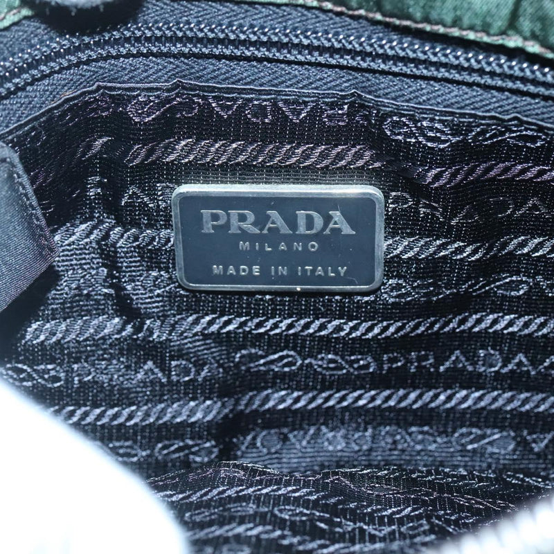 PRADA Shoulder Bag Nylon Green Silver Auth 121474