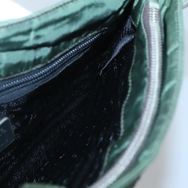 PRADA Shoulder Bag Nylon Green Silver Auth 121474