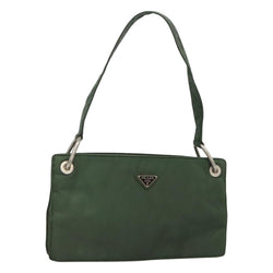 PRADA Shoulder Bag Nylon Green Silver Auth 121474