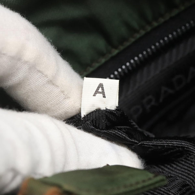 PRADA Shoulder Bag Nylon Green Silver Auth 121474