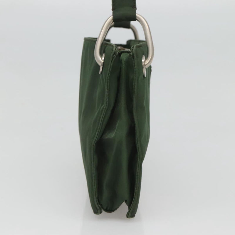 PRADA Shoulder Bag Nylon Green Silver Auth 121474
