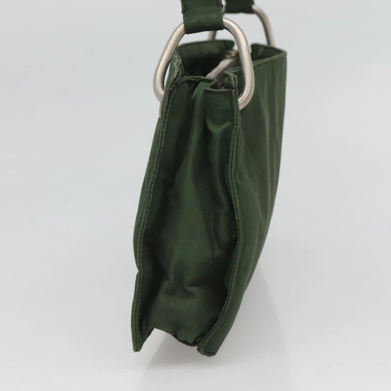 PRADA Shoulder Bag Nylon Green Silver Auth 121474