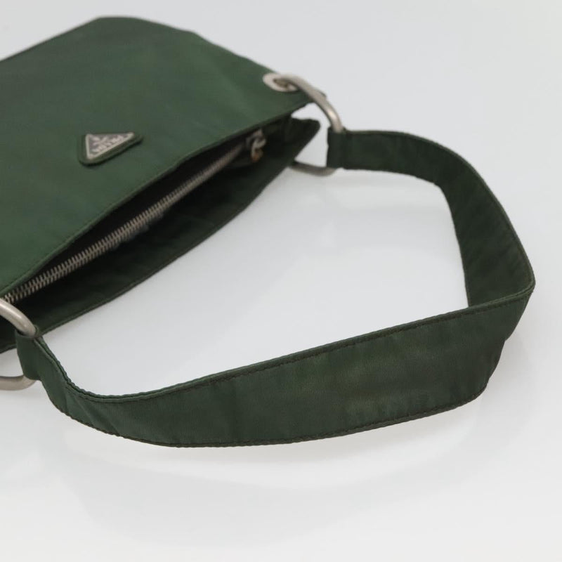 PRADA Shoulder Bag Nylon Green Silver Auth 121474