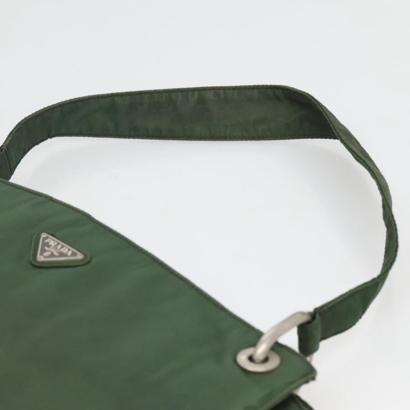 PRADA Shoulder Bag Nylon Green Silver Auth 121474