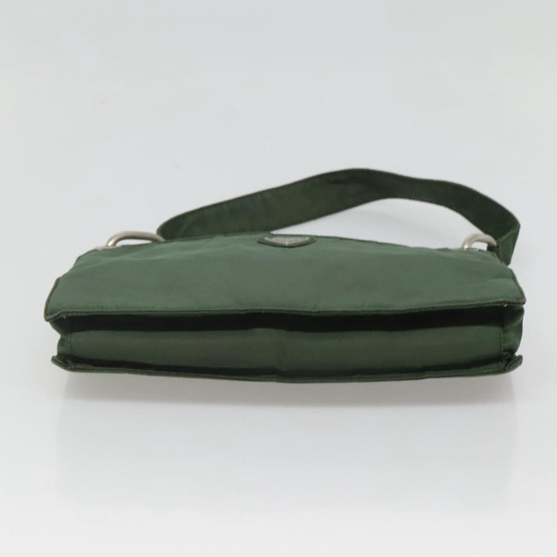 PRADA Shoulder Bag Nylon Green Silver Auth 121474