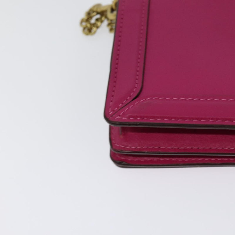 Coach Chain Shoulder Bag Leather Pink Gold Auth 121506