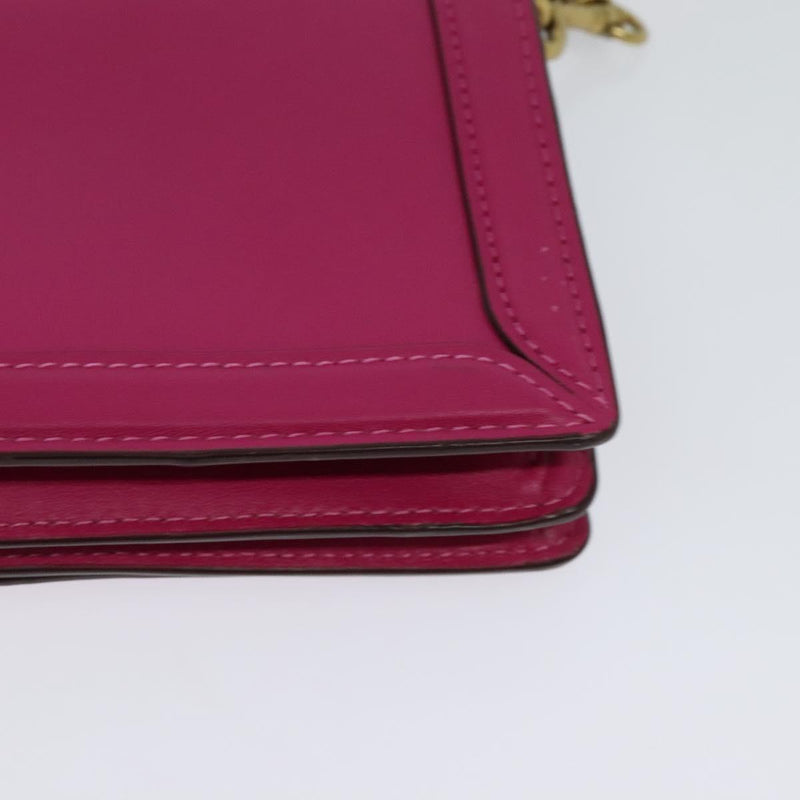 Coach Chain Shoulder Bag Leather Pink Gold Auth 121506