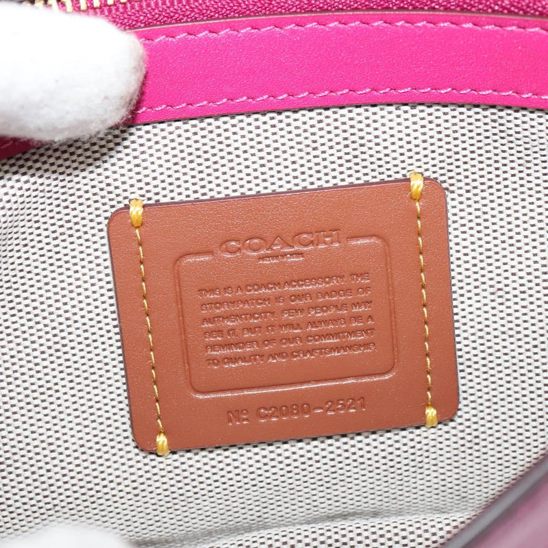 Coach Chain Shoulder Bag Leather Pink Gold Auth 121506