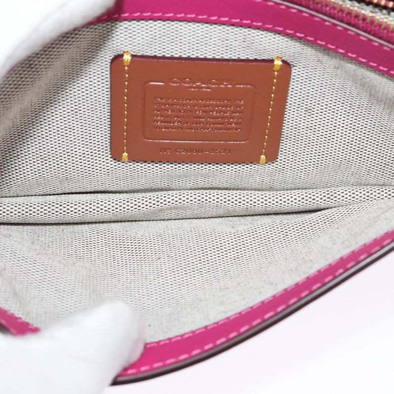 Coach Chain Shoulder Bag Leather Pink Gold Auth 121506