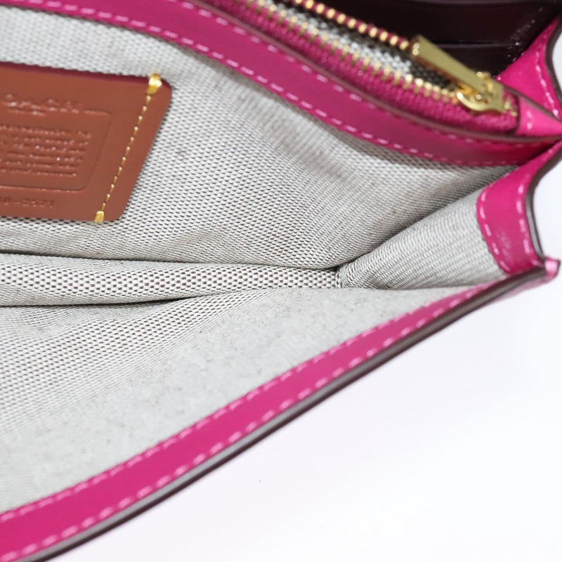 Coach Chain Shoulder Bag Leather Pink Gold Auth 121506